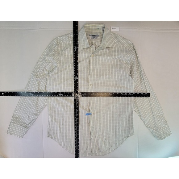 DKNY Slim Fit Men's Long Sleeve Button Down Shirt Size Large Gingham Pattern - Picture 2 of 5
